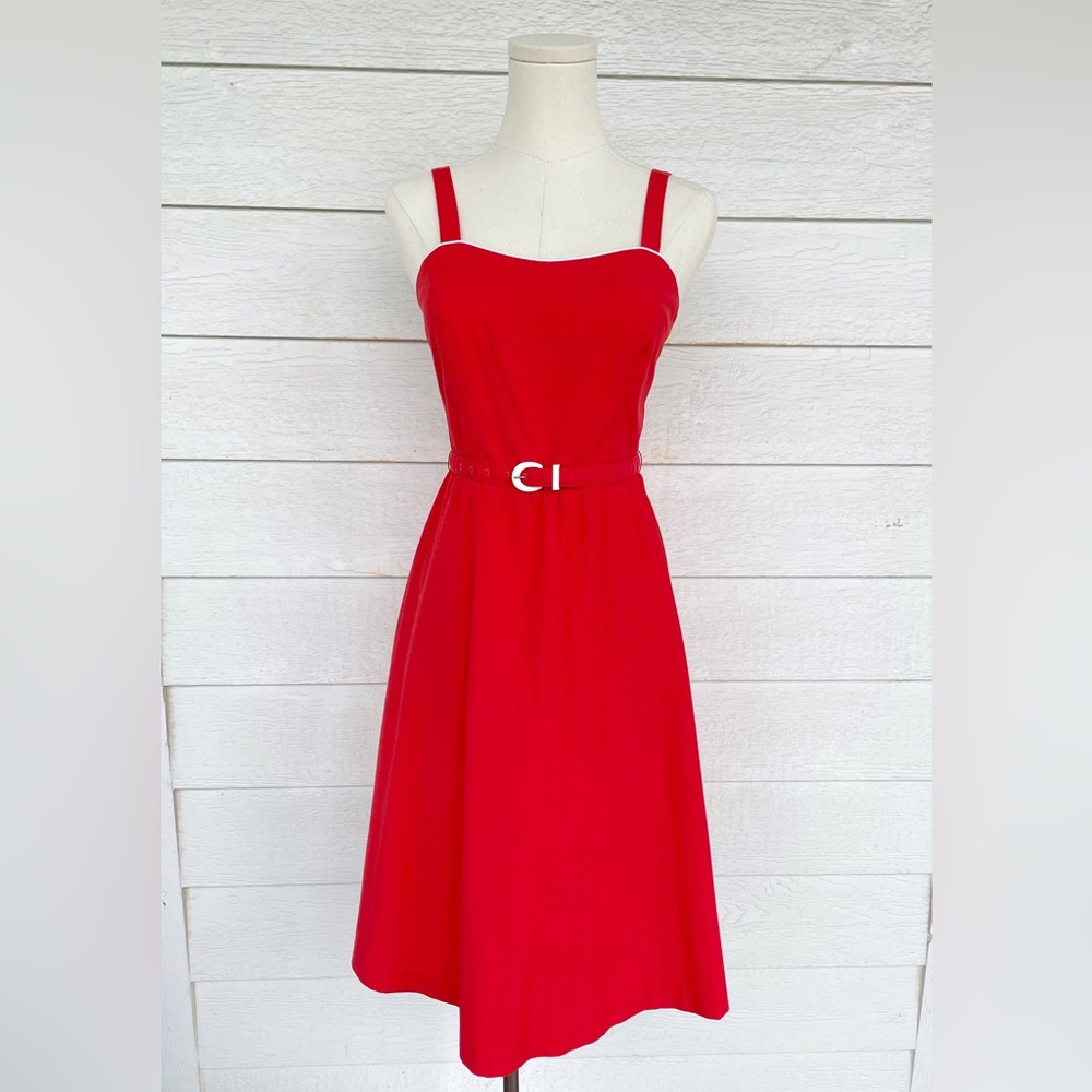 Vintage Red Sun Dress With Belt